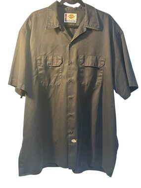 Dickies Men’s Black Short-Sleeve Button-Front Work Shirt